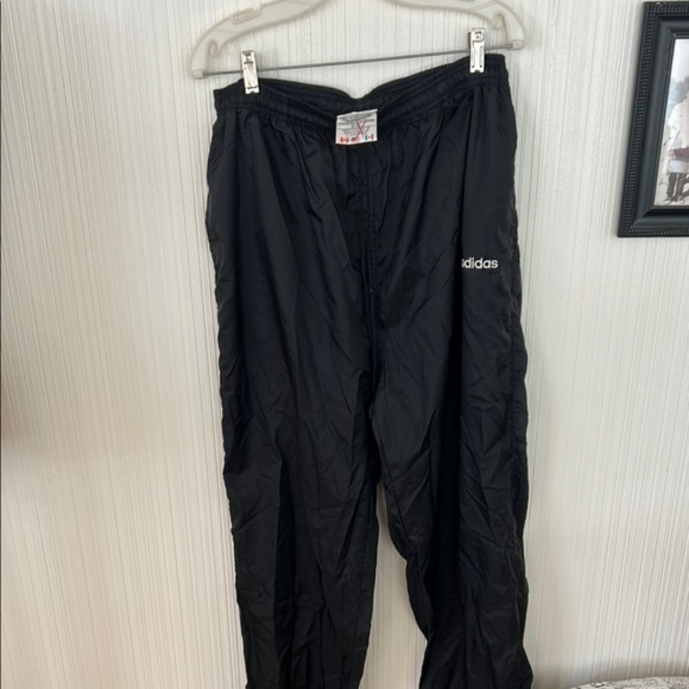 Vintage Adidas Men's Black Nylon/Windbreaker Track Pants